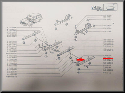 Glissière siège gauche – Renault 12 – OEM 7700558383 – NOS