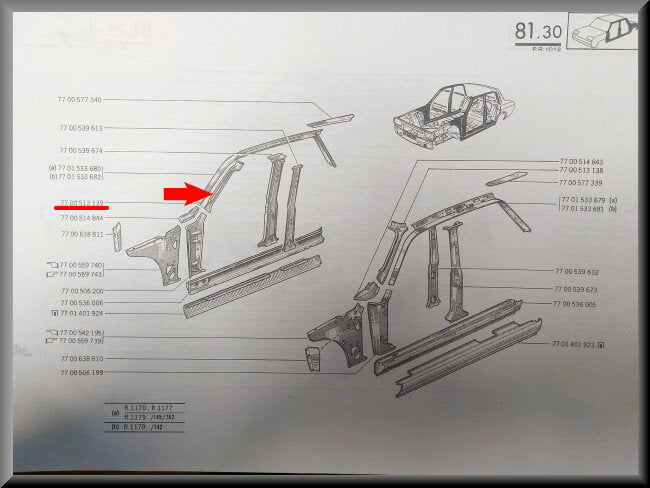 Ruitprofiel voorzijde rechts  – Renault 12 – OEM 7700513139 – NOS