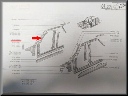 Ruitprofiel voorzijde rechts  – Renault 12 – OEM 7700513139 – NOS
