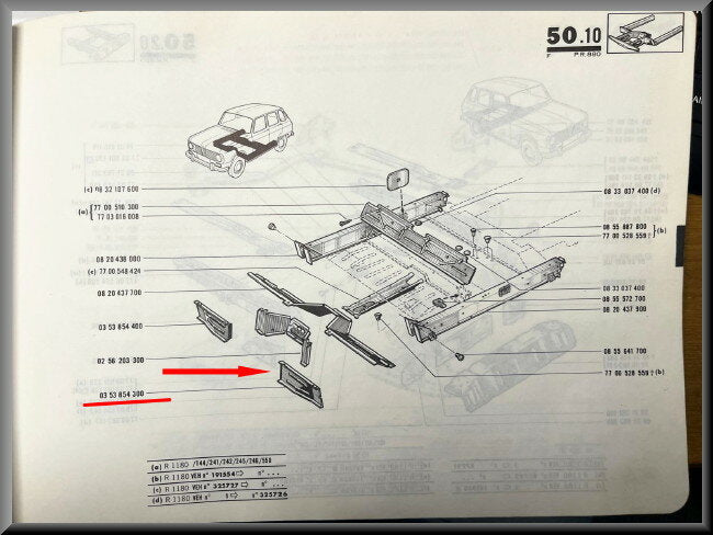 Tôle de renfort d'aile avant gauche – Renault 4 - Renault 6 – OEM 0353854300