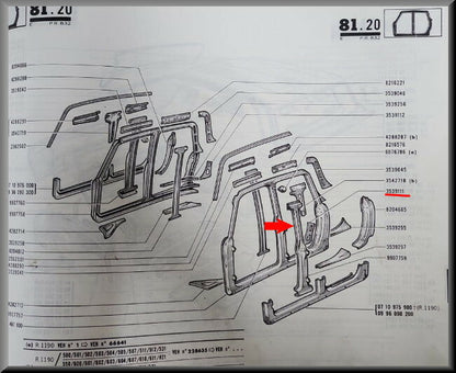 B Stijl links  – Renault 8 - Renault 10 – OEM 0354271800 – NOS