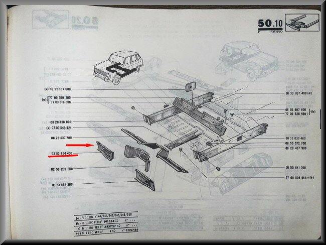 Tôle de protection avant droit – Renault 4 - Renault 6 – OEM 0353854400