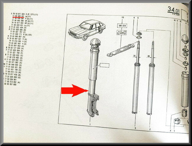 Amortisseurs (KONI) arrière – Renault 20 - Renault 30 – OEM 7700589341 (KONI) – NOS