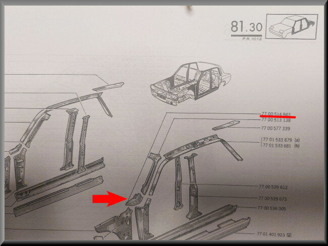 Plaatje A stijl – Renault 12 – OEM 7700514843
