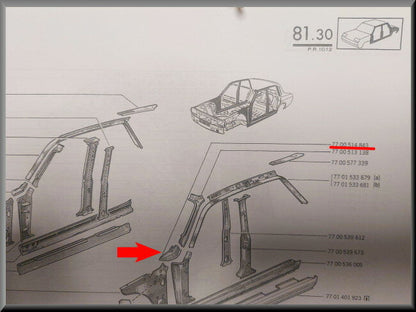 Plaatje A stijl – Renault 12 – OEM 7700514843