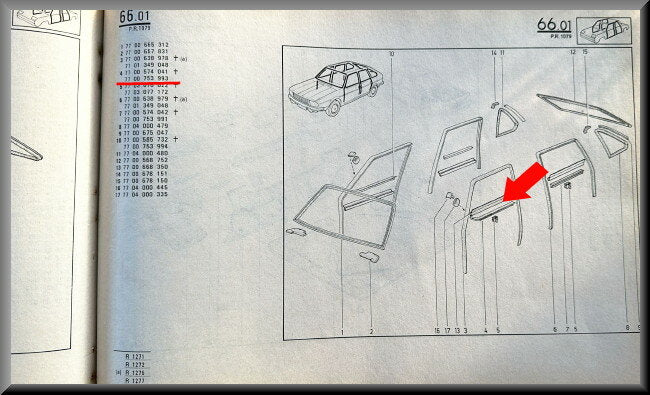 Lèche-vitre avant gauche – Renault 20 - Renault 30 – OEM 7700753993 – NOS