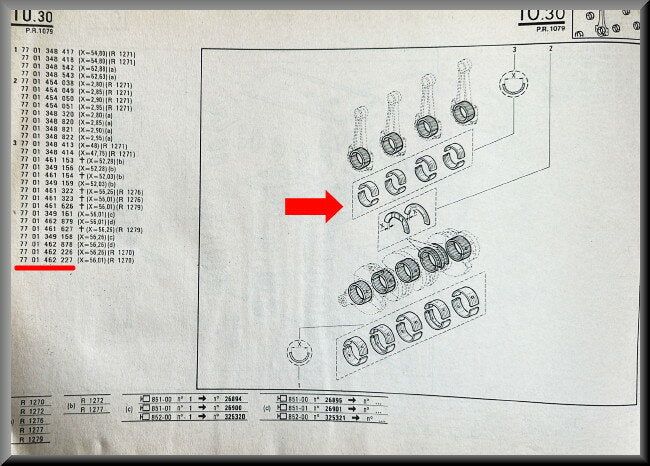 Coussinets de bielle – Renault 18 - Renault Fuego – Renault divers - OEM 7701462227 – NOS