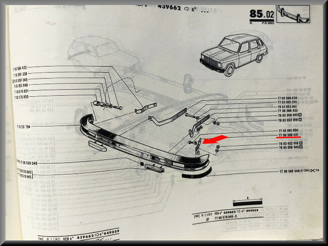 Bumpersteun voorzijde links – Renault 6 – OEM 7700566431