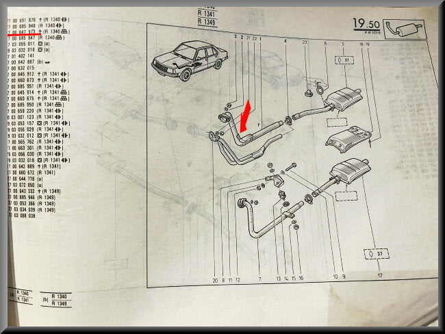 Pot d'échappement tube de flamme – Renault 18 (boîte automatique R1340) – OEM 7700647973 – NOS