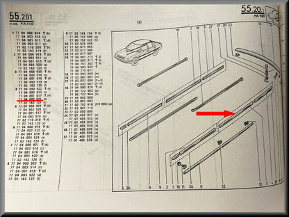 Baguette garniture aile arrière gauche avec bande chromée – Renault 9 – OEM 7704003521 – NOS