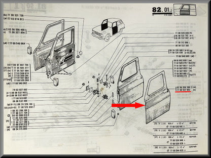 Deurplaat voorzijde links  – Renault 6 – OEM 7700527852 – NOS