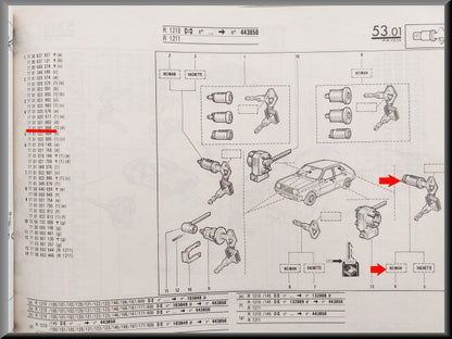 Verrou avec deux clés – Renault 14 - Renault 16 – OEM 7701021883 – NOS
