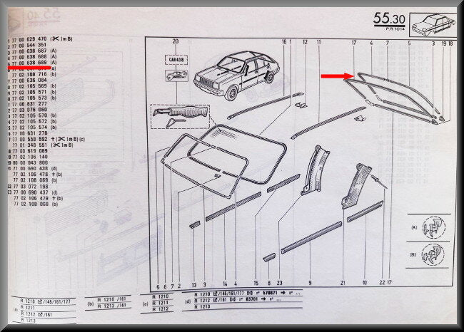 Joint de vitre arrière – Renault 14 - Renault 18 - Renault Fuego – OEM 7700638689 – NOS