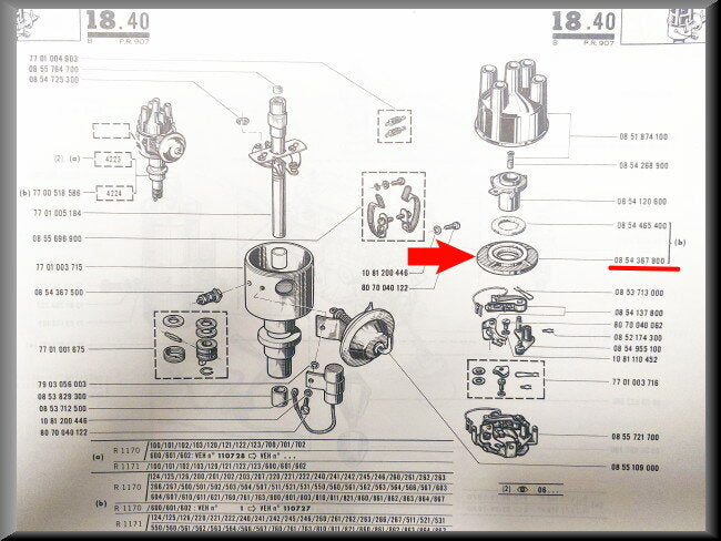 Cache transparent unité d'allumage Ducellier – Renault 12 – Renault 16 - OEM 7701020304 / 0854367800