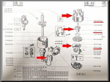 Verdeelkap Rotor Contactpunten Condensator Ducellier ontsteking – Renault 12 – OEM 0854120600 / 0851874100 / 0854137800 / 0853712500