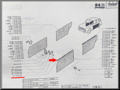 Sierlijst deurbekleding voorzijde  – Renault 6 – OEM 7700500063 – NOS