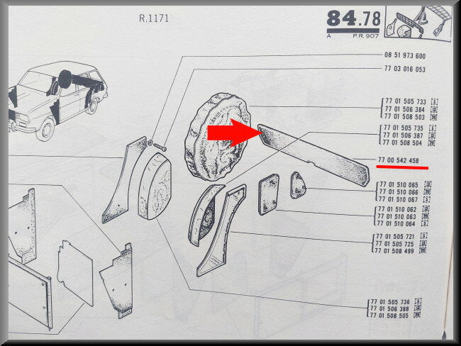 Habillage de coffre – Renault 12 – OEM 7700542458