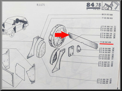 Habillage de coffre – Renault 12 – OEM 7700542458