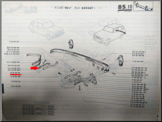 Bumper support right rear – Renault 6 – OEM 0556409600 – NOS