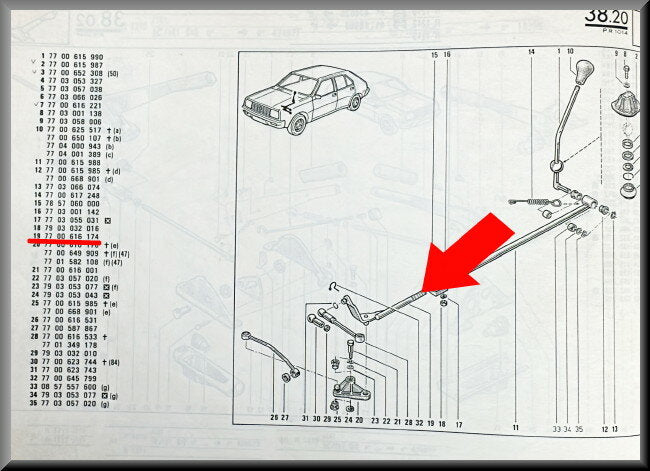 Schakelstang  – Renault 14 – OEM 7700616174 – NOS