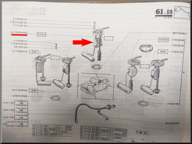 Jauge à carburant ED Veglia – Renault 6 – OEM 7700522453 – NOS