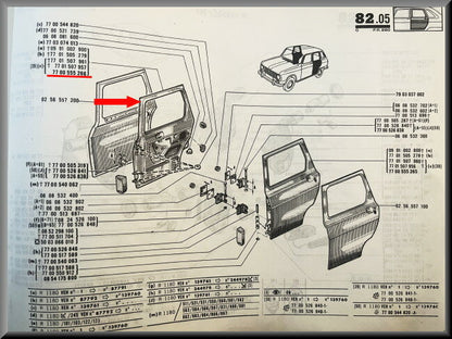Portier achterzijde rechts  – Renault 6 – OEM 7700555266 – NOS