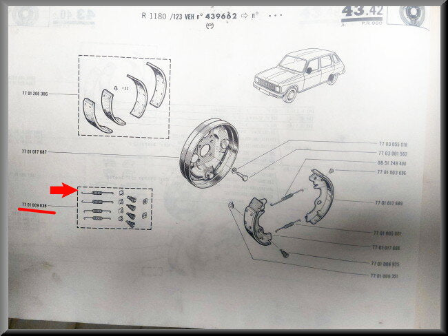 R4-5-6: Brake drum spring set (New Old Stock).