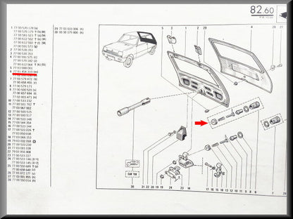 Reparatie set kofferklep  – Renault – OEM 7701454310 – NOS