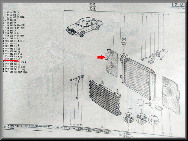 Cache radiateur droit – Renault 18 – OEM 7700661712 – NOS