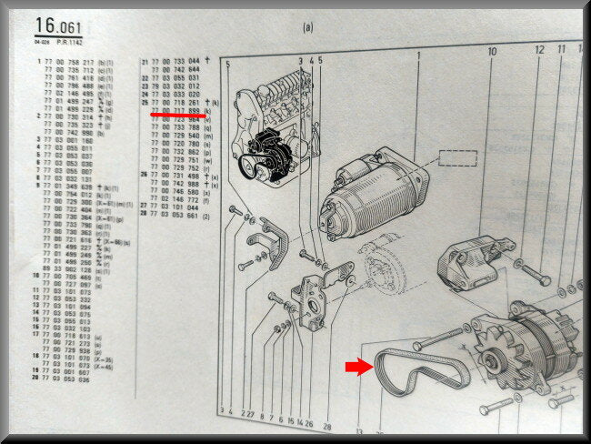 Courroie trapézoïdale – Renault 5 Diesel - Renault 9 -Renault 11 - Renault 25 – OEM 7700717899 – NOS