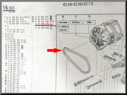 Courroie trapézoïdale – Renault 5 – OEM 7701349225 – NOS