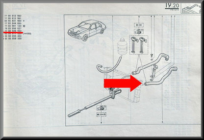 Water hose – Renault 14 – OEM 7700589953 – NOS