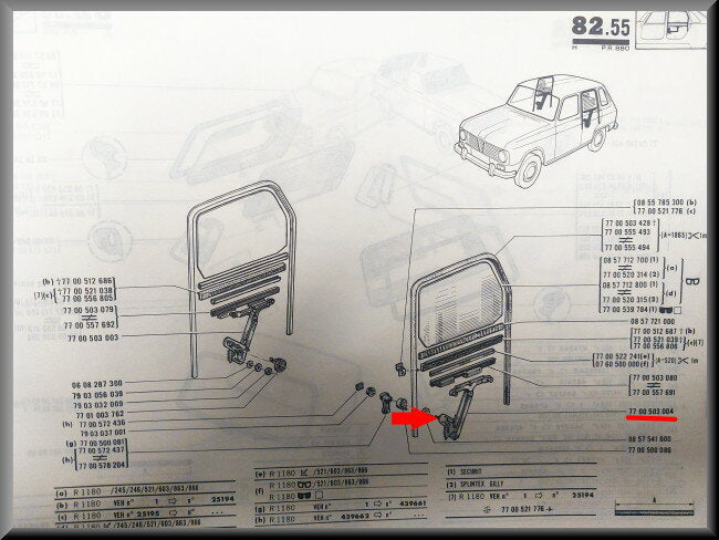 Ruithef mechaniek achter links  – Renault 6 – OEM 7700503004 – NOS
