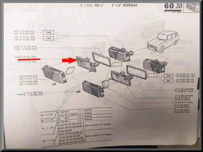 Unité clignotant droit (Seima) – Renault 6 – OEM 7701003208 – NOS
