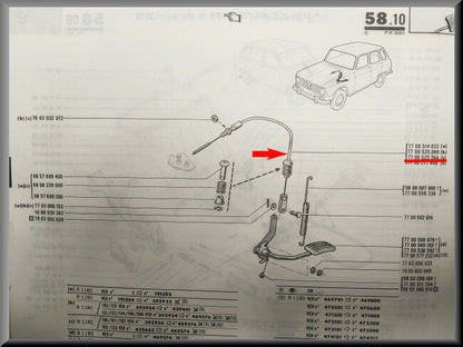 Throttle cable – Renault 6 – OEM 7700525564 – NOS