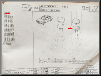 Hoofdsteun met 2x hoofdsteun geleiding  – Renault 20 - Renault 30 – Renault 16 - OEM 7701401888 – NOS