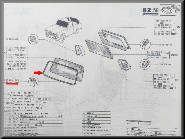 Caoutchouc de pare-brise – Renault 6 – OEM 7700527348 – NOS