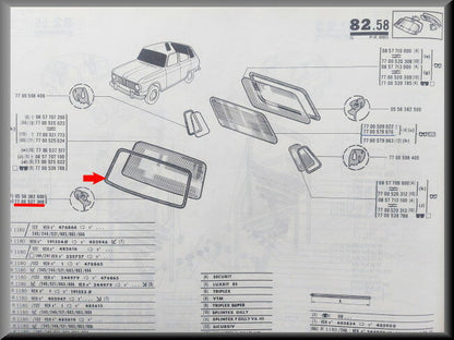 Caoutchouc de pare-brise – Renault 6 – OEM 7700527348 – NOS