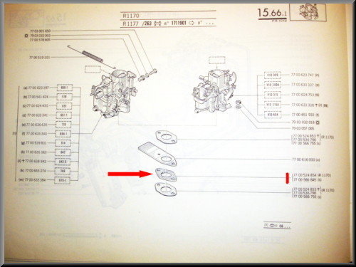 Plaque isolante d'embase carburateur 65 mm 5mm – Renault 12 – Renault 5 - Renault 8 - OEM 7700524854