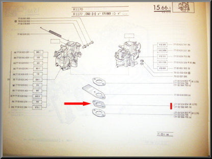 Plaque isolante d'embase carburateur 65 mm 5mm – Renault 12 – Renault 5 - Renault 8 - OEM 7700524854
