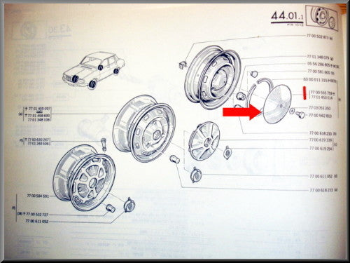 Wieldop chroom – Renault 12 – Renault 16 - Renault 5 - OEM 7701450014