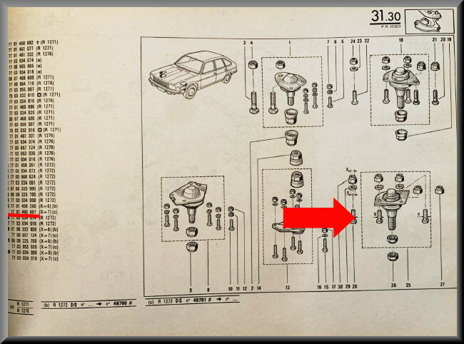 Rotule inférieure de suspension – Renault 20 - Renault 30 – OEM 7701460661 – NOS