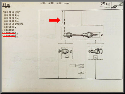 Kit de goupilles d'arbre de transmission – Renault 20 - Renault 30 – OEM 7703067135 / 7703067023 – NOS