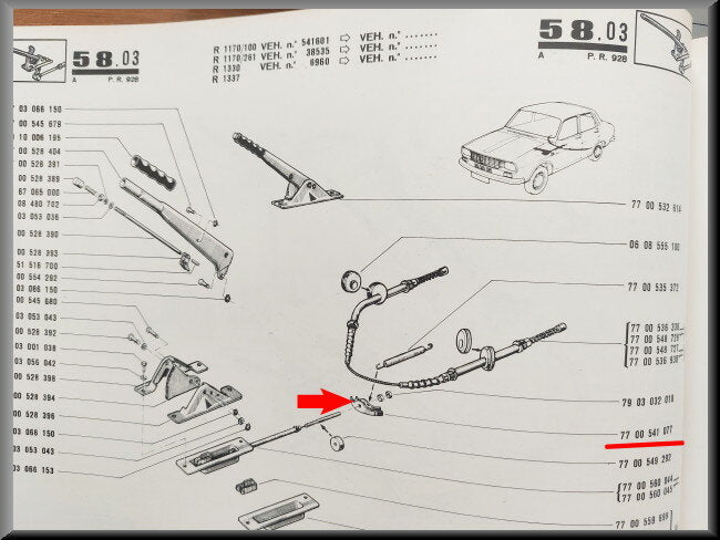 Guide-câble – Renault 12 – Renault 18 - Renault Espace - OEM 7700541077 / 7700522945