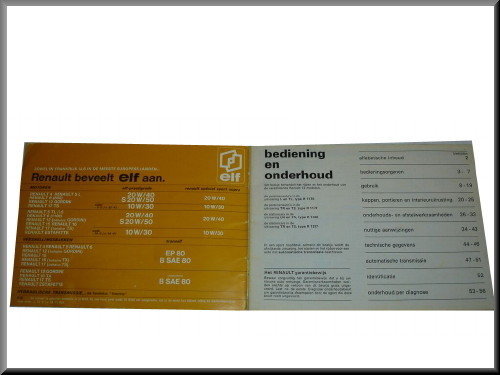 Nederlandstalig instructieboek eerste type – Renault 12 – OEM 7701437854