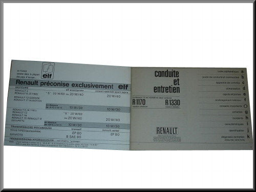 Franstalig instructieboek januari 1972 – Renault 12 – OEM 7701432707