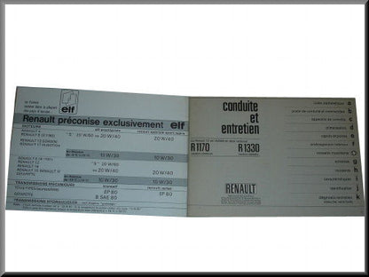 Franstalig instructieboek januari 1972 – Renault 12 – OEM 7701432707