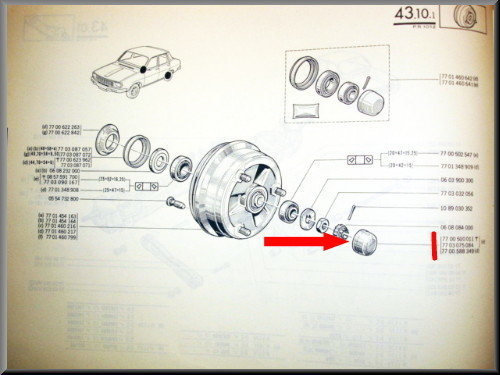 Cache-moyeu 47 mm – Renault 12 – Renault 16 - Renault 5 = OEM 7703075084