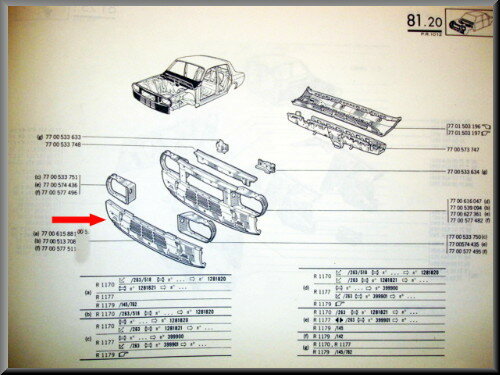 Plaque frontale inférieure (Reproduction) – Renault 12 – FEO 7700615881