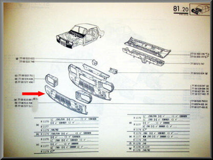 Plaque frontale inférieure (Reproduction) – Renault 12 – FEO 7700615881